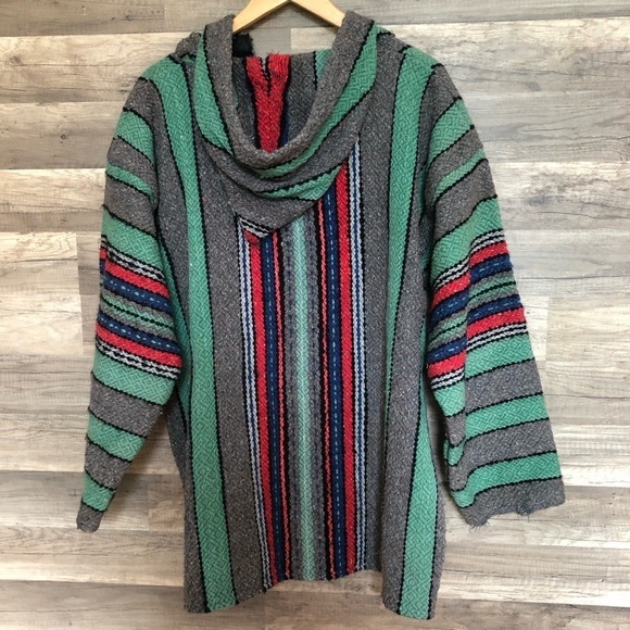 Vintage Grunge Handmade Festival Beach Baja Pullover Hoodie Large - Picture 6 of 12